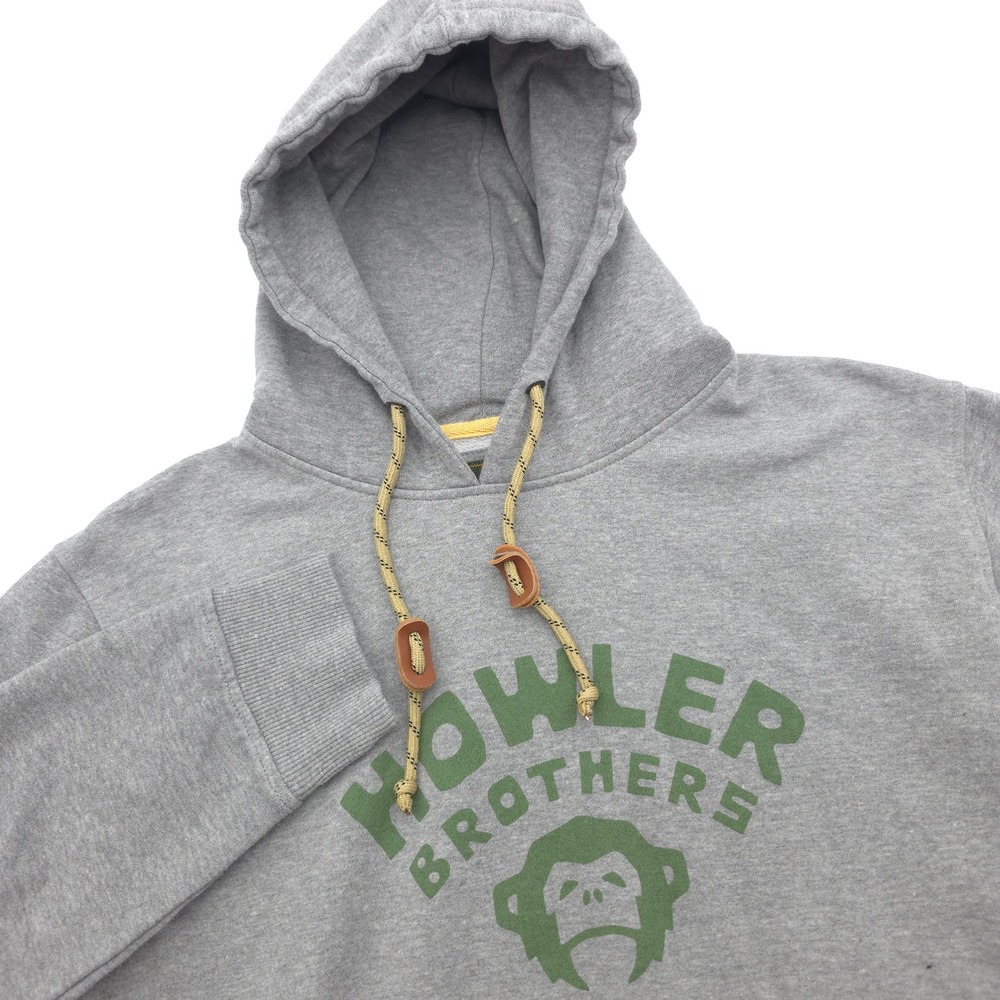 Howler Brothers Mens Large (Fit M) Heather Gray Logo Pullover Hoodie Sweatshirt
